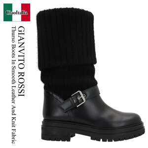 �y���ʌ���E�݌Ɍ���E�����ҏ����I�z �W�������B�g ���b�V / Gianvito Rossi Thurso Boots In Smooth Leather And Knit Fabri / G80118 20GOM CKHN / G80118 20GOM CKHN ENE / G8011820GOMCKHN / G8011820GOMCKHNENE / �~�h���u�[�c