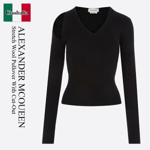 �y���ʌ���E�݌Ɍ���E�����ҏ����I�z �A���L�T���_�[�E�}�b�N�C�[�� / Alexander Mcqueen Stretch Wool Pullover With Cut-Out / 768602 Q1A65 / 768602 Q1A65 1000 / 768602Q1A65 / 768602Q1A651000 / �j�b�g�E�Z�[�^�[
