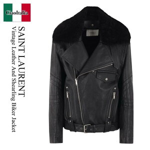 �y���ʌ���E�݌Ɍ���E�����ҏ����I�z �T�����[���� / Saint Laurent Vintage Leather And Shearling Biker Jacket / 809830 YCRR2 / 809830 YCRR2 1000 / 809830YCRR2 / 809830YCRR21000 / ���U�[�W���P�b�g�E�R�[�g