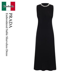 yʌE݌ɌEҏIz v_ / Prada Embroidered Sable Sleeveless Dress / P3O31R F0002 / P3O31R SOOO155Z F0002 / P3O31RF0002 / P3O31RSOOO155ZF0002 / s[X
