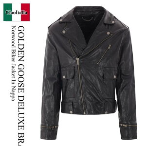 yʌE݌ɌEҏIz S[fO[X / Golden Goose Deluxe Brand Norwood Biker Jacket In Nappa / GMP02258 P001195 / GMP02258 P001195 90100 / GMP02258P001195 / GMP02258P00119590100 / U[WPbg