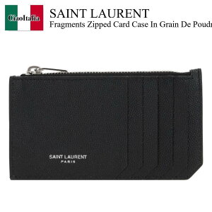 yʌE݌ɌEҏIz T[ / Saint Laurent Fragments Zipped Card Case In Grain De Poudre / 609362 BTY0N / 609362 BTY0N 1000 / 609362BTY0N / 609362BTY0N1000 / J[hP[XEh