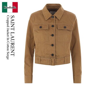 yʌE݌ɌEҏIz T[ / Saint Laurent Cropped Jacket In Cotton Serge / 818404 Y04VY / 818404 Y04VY 2100 / 818404Y04VY / 818404Y04VY2100 / WPbg