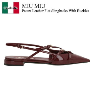 yʌE݌ɌEҏIz ~E~E / Miu Miu Patent Leather Flat Slingbacks With Buckles / 5F476E F010069 / 5F476E F010069 F0D27 / 5F476EF010069 / 5F476EF010069F0D27 / T_E~[