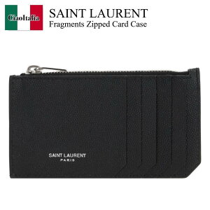 yʌE݌ɌEҏIz T[ / Saint Laurent Fragments Zipped Card Case / 609362 BTY0N / 609362 BTY0N 1000 / 609362BTY0N / 609362BTY0N1000 / J[hP[XEh