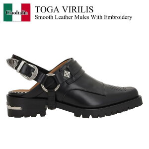 yʌE݌ɌEҏIz g[K / Toga Virilis Smooth Leather Mules With Embroidery / FTVRM115409009 / T_