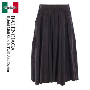 �y���ʌ���E�݌Ɍ���E�����ҏ����I�z �o�����V�A�K / Balenciaga Hybrid Midi Skirt In Twill And Denim / 838770 TST05 / 838770 TST05 1000 / 838770TST05 / 838770TST051000 / �X�J�[�g
