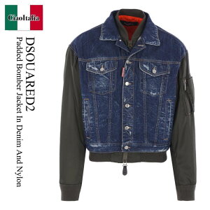 yʌE݌ɌEҏIz fB[XNGA[h / Dsquared2 Padded Bomber Jacket In Denim And Nylon / S71AN061 1D3001 / S71AN061 1D3001 1470 / S71AN0611D3001 / S71AN0611D30011470 / fjWPbg