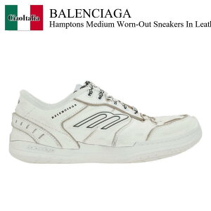yʌE݌ɌEҏIz oVAK / Balenciaga Hamptons Medium Worn-Out Sneakers In Leather / 841763 WCURS / 841763 WCURS 9000 / 841763WCURS / 841763WCURS9000 / Xj[J[