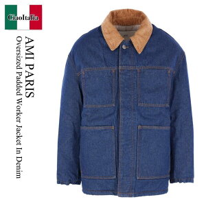 yʌE݌ɌEҏIz A~ANTh}ebV / Ami Paris Oversized Padded Worker Jacket In Denim / UJK834DE0104 / UJK834DE0104 402 / UJK834DE0104402 / fjWPbg