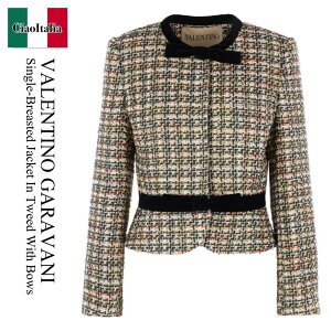 �y���ʌ���E�݌Ɍ���E�����ҏ����I�z �o�����`�m / Valentino Garavani Single-Breasted Jacket In Tweed With Bows / 7B0CE4T09R6 / 7B0CE4T09R6 M12 / 7B0CE4T09R6M12 / �W���P�b�g