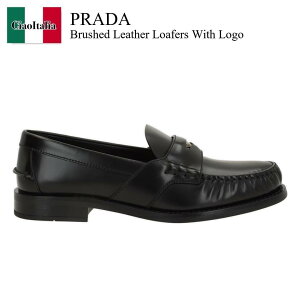 �y���ʌ���E�݌Ɍ���E�����ҏ����I�z �v���_ / Prada Brushed Leather Loafers With Logo / 1D820N F0002 / 1D820N FA020055 F0002 / 1D820NF0002 / 1D820NFA020055F0002 / ���[�t�@�[�E�I�b�N�X�t�H�[�h