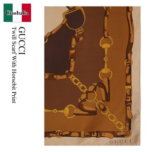 �y���ʌ���E�݌Ɍ���E�����ҏ����I�z �O�b�` / Gucci Twill Scarf With Horsebit Print / 847673 3G001 / 847673 3G001 2565 / 8476733G001 / 8476733G0012565 / �X�J�[�t