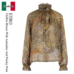 �y���ʌ���E�݌Ɍ���E�����ҏ����I�z �G�g�� / Etro Chiffon Blouse With Animalier And Paisley Print / WRJA0 826 / WRJA0 157AKH77X0 826 / WRJA0826 / WRJA0157AKH77X0826 / �u���E�X�E�V���c