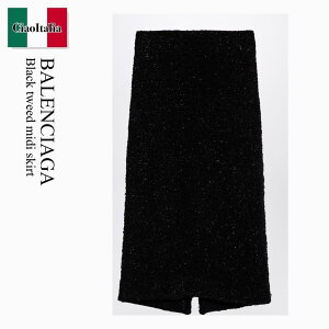 �y���ʌ���E�݌Ɍ���E�����ҏ����I�z�o�����V�A�K / Balenciaga Black Tweed Midi Skirt / 793601 T3328 / 793601 T3328 1000 / 793601T33281000 / �X�J�[�g