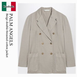 �y���ʌ���E�݌Ɍ���E�����ҏ����I�z �p�[���G���W�F���X / Palm Angels Beige Double-Breasted Cotton Jacket / PWEN044F24FAB001 / PWEN044F24FAB001 6161 / PWEN044F24FAB0016161 / �W���P�b�g