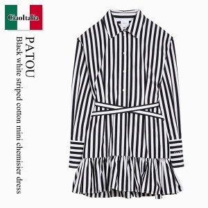 �y���ʌ���E�݌Ɍ���E�����ҏ����I�z �p�g�D / Patou Black White Striped Cotton Mini Chemisier Dress / DR1360168 / DR1360168 5958 / DR13601685958 / �����s�[�X
