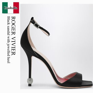 �y���ʌ���E�݌Ɍ���E�����ҏ����I�z ���W�F�E���B���B�G / Roger Vivier Black Sandal With Jewelled Heel / RVW56827490RS0 / RVW56827490RS0 B999 / RVW56827490RS0B999 / �p���v�X