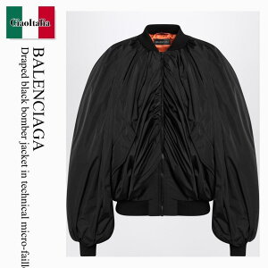 yʌE݌ɌEҏIz oVAK / Balenciaga Draped Black Bomber Jacket In Technical Micro-Fai / 831515 TRO06 / 831515 TRO06 1000 / 831515TRO061000 / u]