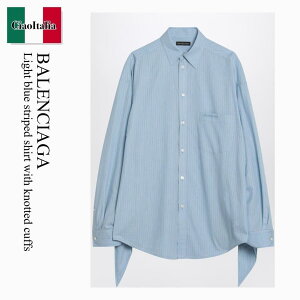 yʌE݌ɌEҏIz oVAK / Balenciaga Light Blue Striped Shirt With Knotted Cuffs / 830990 TSO25 / 830990 TSO25 3965 / 830990TSO253965 / uEXEVc