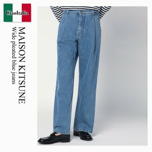 yʌE݌ɌEҏIz ] Lcl / Maison Kitsune Wide Pleated Blue Jeans / OW01101WD4010 / OW01101WD4010 P413 / OW01101WD4010P413 / fjEW[p