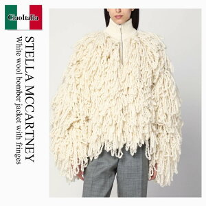 yʌE݌ɌEҏIz XeE}bJ[gj[ / Stella Mccartney White Wool Bomber Jacket With Fringes / 6K1077 3S2595 / 6K1077 3S2595 9500 / 6K10773S25959500 / u]