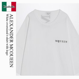 yʌE݌ɌEҏIz ALT_[E}bNC[ / Alexander Mcqueen White Oversized T-Shirt With Logo / 828434 QTADE / 828434 QTADE 0909 / 828434QTADE0909 / TVcEJbg\[