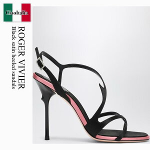 �y���ʌ���E�݌Ɍ���E�����ҏ����I�z ���W�F�E���B���B�G / Roger Vivier Black Satin Heeled Sandals / RVW79743720RS0 / RVW79743720RS0 B999 / RVW79743720RS0B999 / �T���_���E�~���[��