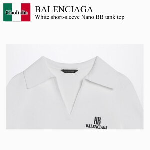 �y���ʌ���E�݌Ɍ���E�����ҏ����I�z �o�����V�A�K / Balenciaga White Short-Sleeve Nano Bb Tank Top / 835501 T5231 / 835501 T5231 9040 / 835501T52319040 / �|���V���c