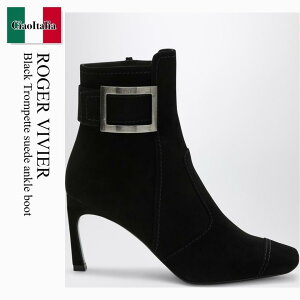 �y���ʌ���E�݌Ɍ���E�����ҏ����I�z ���W�F�E���B���B�G / Roger Vivier Black Trompette Suede Ankle Boot / RVW40043090HR0 / RVW40043090HR0 B999 / RVW40043090HR0B999 / �V���[�g�u�[�c�E�u�[�e�B