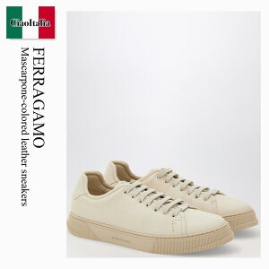 yʌE݌ɌEҏIz tFK / Ferragamo Mascarpone-Colored Leather Sneakers / 778859 / 778859 MA / 778859MA / Xj[J[