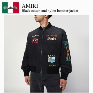 yʌE݌ɌEҏIz A~ / Amiri Black Cotton And Nylon Bomber Jacket / AMOUBB1051NY / AMOUBB1051NY 001 / AMOUBB1051NY001 / MA-1