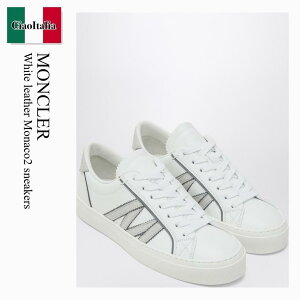 yʌE݌ɌEҏIz N[ / Moncler White Leather Monaco2 Sneakers / 4M000 001 / 4M000 70M7232 001 / 4M00070M7232001 / Xj[J[