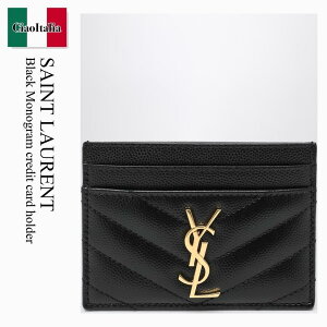 yʌE݌ɌEҏIz T[ / Saint Laurent Black Monogram Credit Card Holder / 423291 BOW01 / 423291 BOW01 1000 / 423291BOW011000 / J[hP[XEh