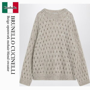 yʌE݌ɌEҏIz ulN`l / Brunello Cucinelli Beige Openwork Mohair-Blend Sweater / MNA326500W / MNA326500W CMG59 / MNA326500WCMG59 / jbgEZ[^[