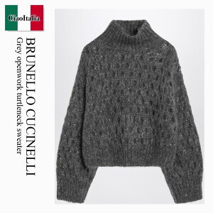 yʌE݌ɌEҏIz ulN`l / Brunello Cucinelli Grey Openwork Turtleneck Sweater / MNA326504W / MNA326504W CGD77 / MNA326504WCGD77 / jbgEZ[^[