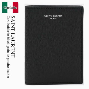 yʌE݌ɌEҏIz T[ / Saint Laurent Card Holder In Black Grain De Poudre Leather / 668726 BTY0N / 668726 BTY0N 1000 / 668726BTY0N1000 / J[hP[XEh