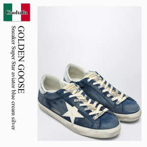 yʌE݌ɌEҏIz S[fO[X / Golden Goose Sneaker Super Star Aviator Blue Cream Silver / GMF00101 F007531 / GMF00101 F007531 50937 / GMF00101F00753150937 / Xj[J[