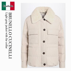 yʌE݌ɌEҏIz ulN`l / Brunello Cucinelli Light Gray Jacket With Fur Collar / MG5017688P / MG5017688P C7958 / MG5017688PC7958 / _EWPbgER[g