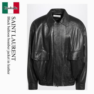 yʌE݌ɌEҏIz T[ / Saint Laurent Black Balloon Bomber Jacket In Leather / 843656 YCNF2 / 843656 YCNF2 1000 / 843656YCNF21000 / MA-1