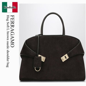 yʌE݌ɌEҏIz tFK / ΂ / Jo / Ferragamo Hug Soft L Brown Suede Shoulder Bag / 785776 / 785776 TM / 785776TM / V_[obOE|VFbg