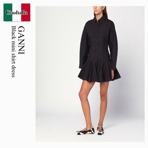 �y���ʌ���E�݌Ɍ���E�����ҏ����I�z �K�j�[ / Ganni Black Mini Shirt Dress / W1001 / W1001 099 / W1001099 / �����s�[�X