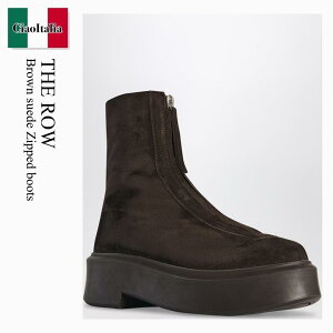 yʌE݌ɌEҏIz UEE / The Row Brown Suede Zipped Boots / F1144L25 / F1144L25 DBR / F1144L25DBR / V[gu[cEu[eB