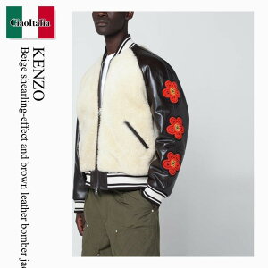 yʌE݌ɌEҏIz P][ / Kenzo Beige Shearling-Effect And Brown Leather Bomber Jacket / FF68LB2000AA / FF68LB2000AA 04 / FF68LB2000AA04 / XJW