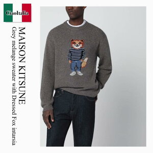 �y���ʌ���E�݌Ɍ���E�����ҏ����I�z ���]�� �L�c�l / Maison Kitsune Grey Melange Sweater / PM00806KH0002 / PM00806KH0002 H170 / PM00806KH0002H170 / �j�b�g�E�Z�[�^�[