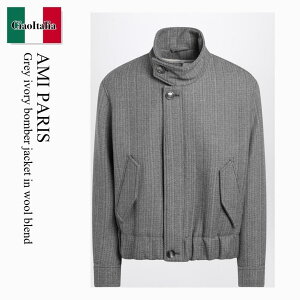 yʌE݌ɌEҏIz A~ANTh}ebV / Ami Paris Grey Ivory Bomber Jacket In Wool Blend / UJK822WV0080 / UJK822WV0080 0711 / UJK822WV00800711 / MA-1