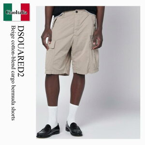 �y���ʌ���E�݌Ɍ���E�����ҏ����I�z �f�B�[�X�N�G�A�[�h / Dsquared2 Beige Cotton-Blend Cargo Bermuda Shorts / S74MU0965 S35175 / S74MU0965 S35175 801 / S74MU0965S35175801 / �n�[�t�E�V���[�g�p���c