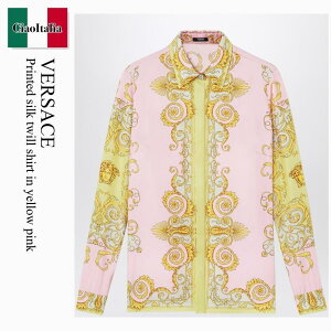�y���ʌ���E�݌Ɍ���E�����ҏ����I�z ���F���T�[�`�F / Versace Printed Silk Twill Shirt In Yellow Pink / 1001360 / 1001360 5Y590 / 10013605Y590 / �u���E�X�E�V���c