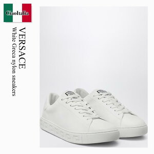 �y���ʌ���E�݌Ɍ���E�����ҏ����I�z ���F���T�[�`�F / Versace White Greca Nylon Sneakers / 1014460 / 1014460 1W010 / 10144601W010 / �X�j�[�J�[