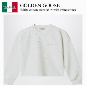 �y���ʌ���E�݌Ɍ���E�����ҏ����I�z �S�[���f���O�[�X / Golden Goose White Cotton Sweatshirt With Rhinestones / GKP02629 P002435 / GKP02629 P002435 11560 / GKP02629P00243511560 / �L�b�Y�p�g�b�v�X